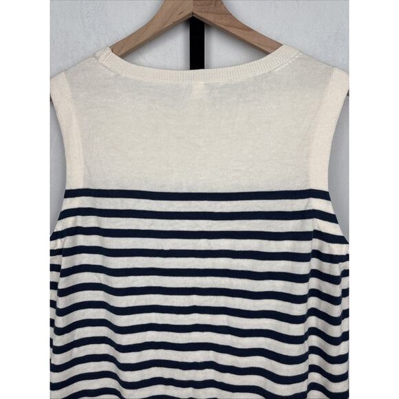 PACT Classic Fine Knit Shell Top Women's XL Blue White Stripe Organic Cotton - Picture 6 of 11